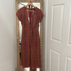 Reformation floral midi dress with matching tie
